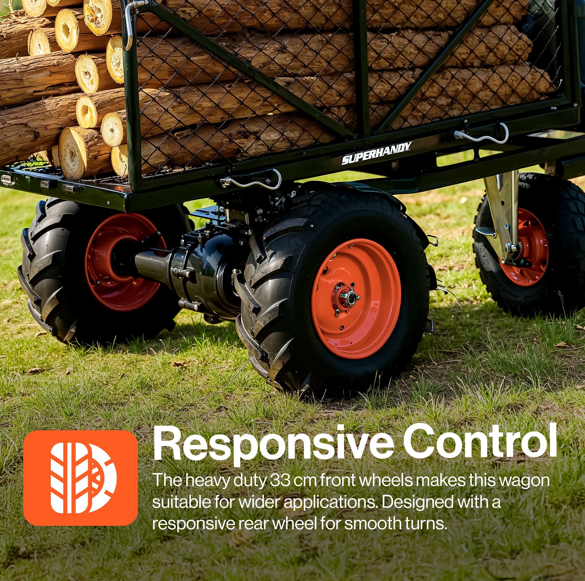 SuperHandy Utility Service Cart Power Wagon Wheelbarrow Electric 48V DC Li-Ion Powered 500Lbs Load and 1000Lbs+ Hauling Capacity Farm and Garden All Purpose Modular Cargo Bed