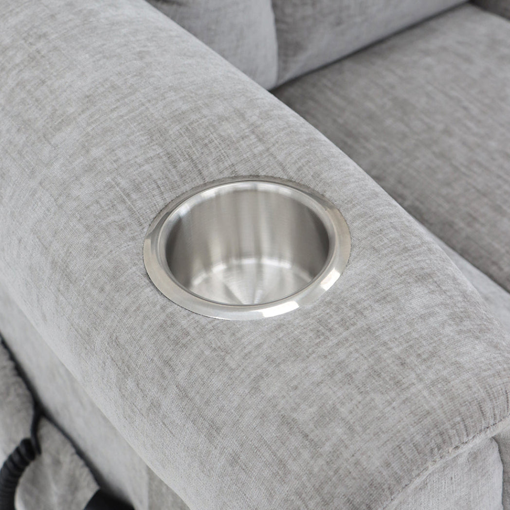 Langham Riser Recliner with Heat and Massage - Grey Chenille Fabric