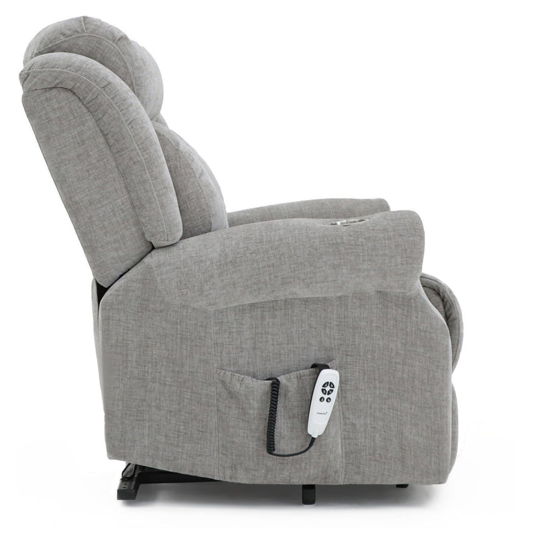 Langham Riser Recliner with Heat and Massage - Grey Chenille Fabric