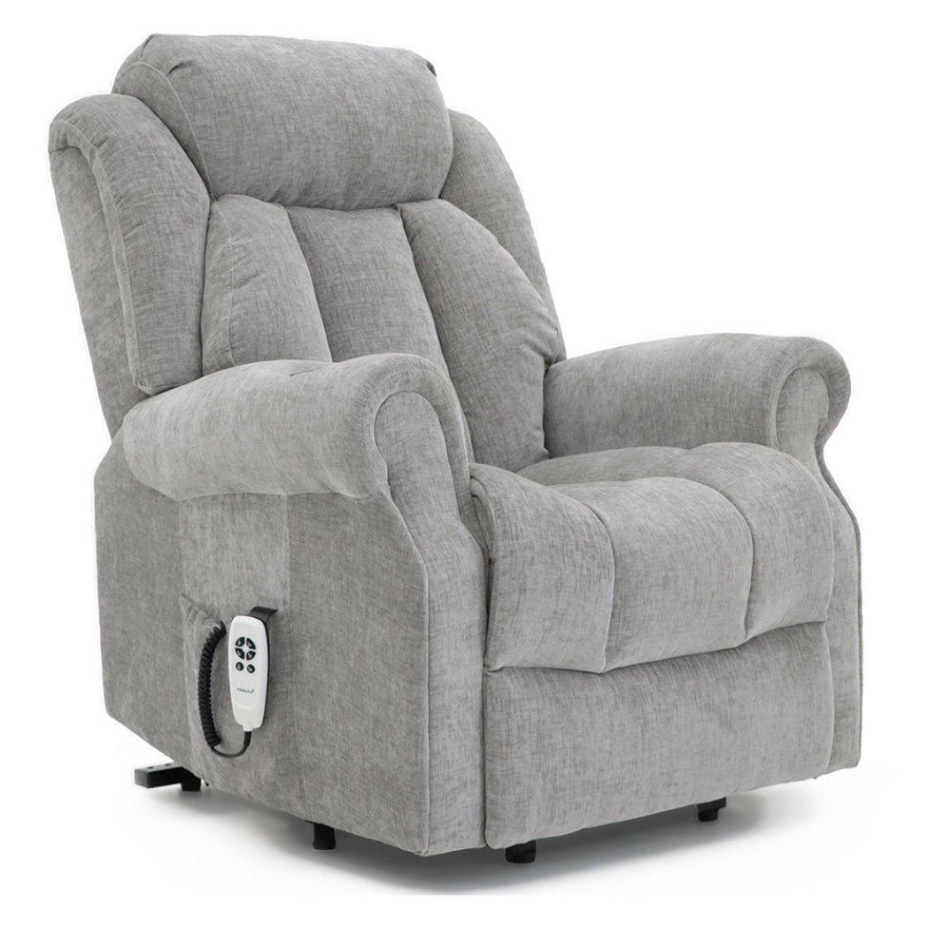 Langham Riser Recliner with Heat and Massage - Grey Chenille Fabric